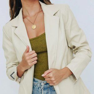 VERGE GIRL NWT TAN FAUX LEATHER BLAZER